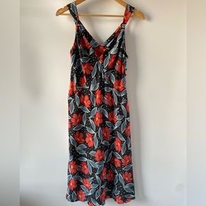 Equipment Silk Midi Tropical Floral Print SZ S